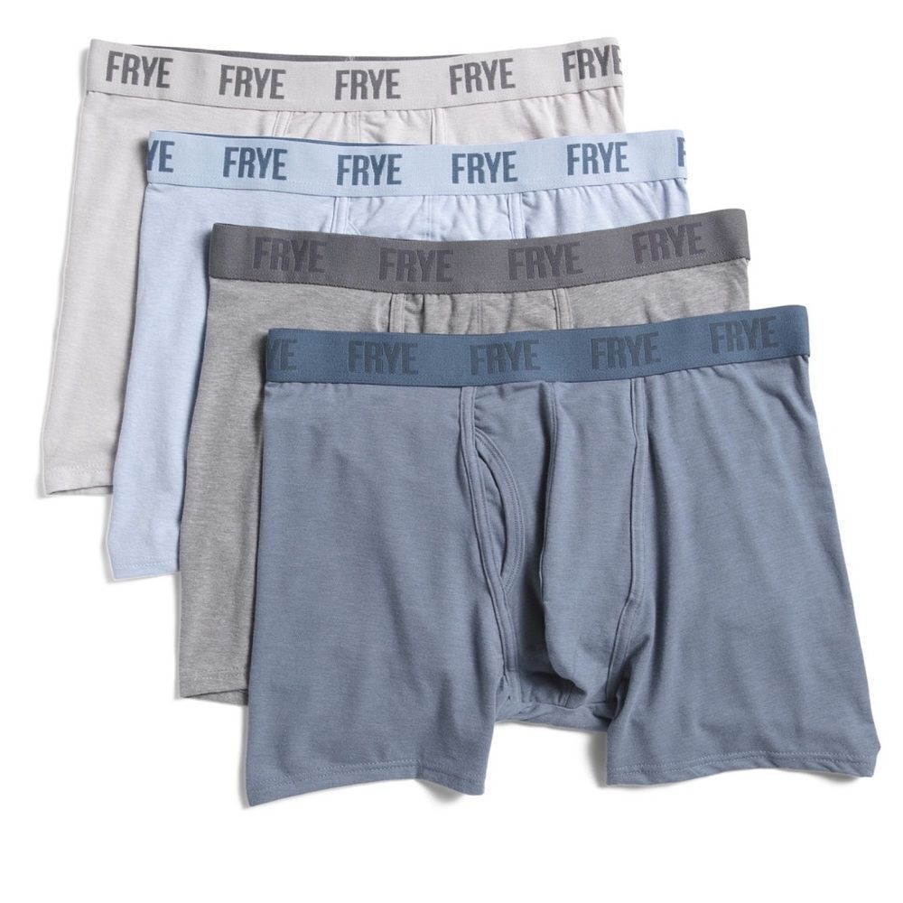 FRYE S Blue Gray Fly Front Bamboo Blend Boxer Briefs Pack of 4